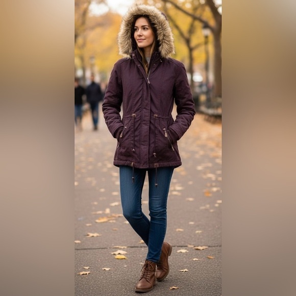 Snobbish Jackets & Blazers - Snobbish Women's Utility Jacket with Fur Hood